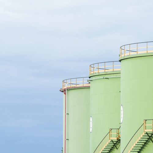 Industrial Storage Tanks. Oil tanks in line